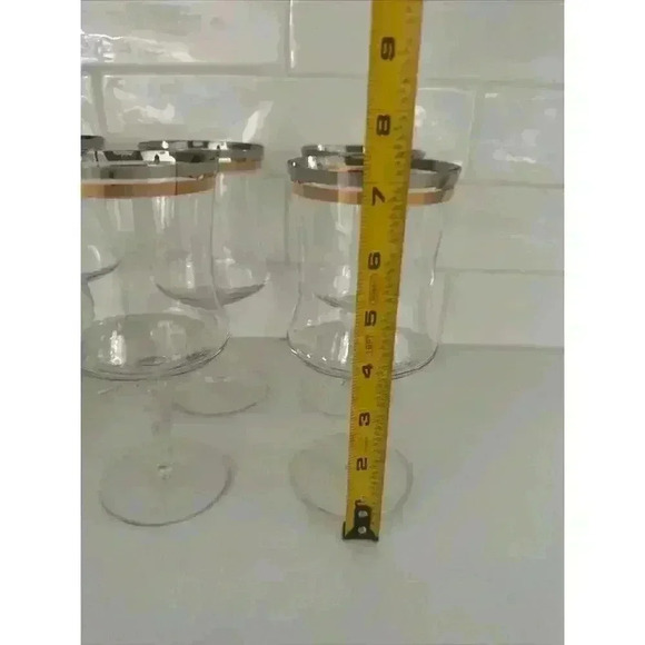 Vintage MCM Double Gold Platinum Rim Water Glass Set Of 6 - Picture 4 of 5